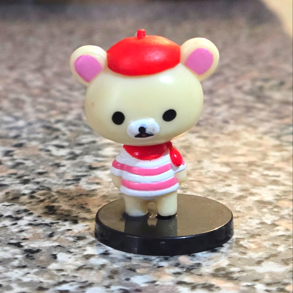🍒🍒 Cute Korilakkuma Bear Figurine with Red and White Outfit